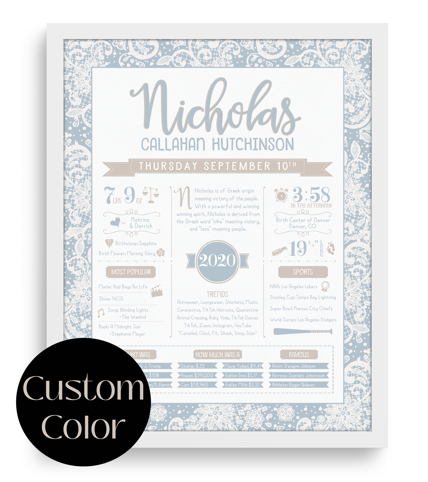 White Frame / Custom Color Print
