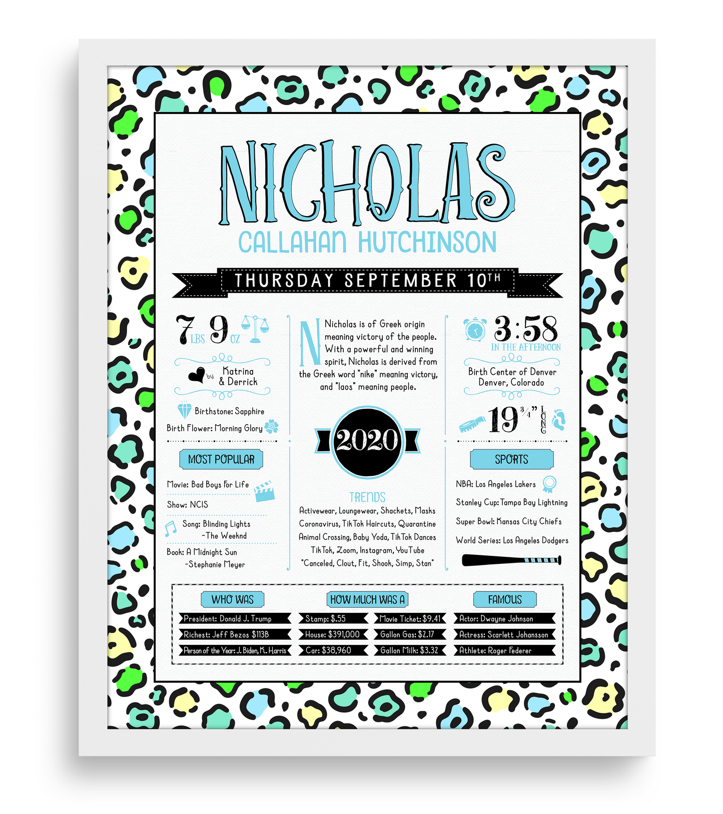 White Frame / Bright Multi Color Print