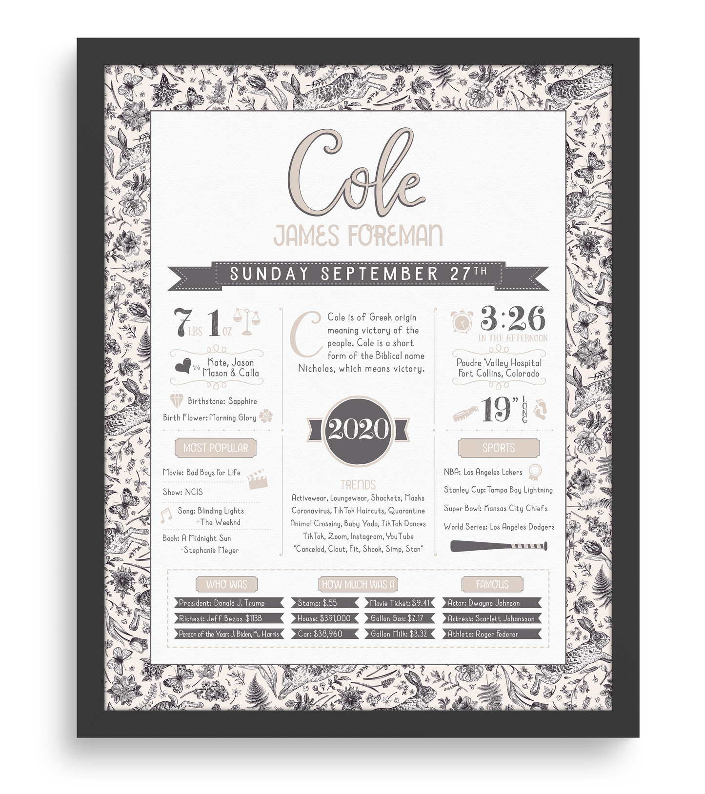 Black Frame / Charcoal Print