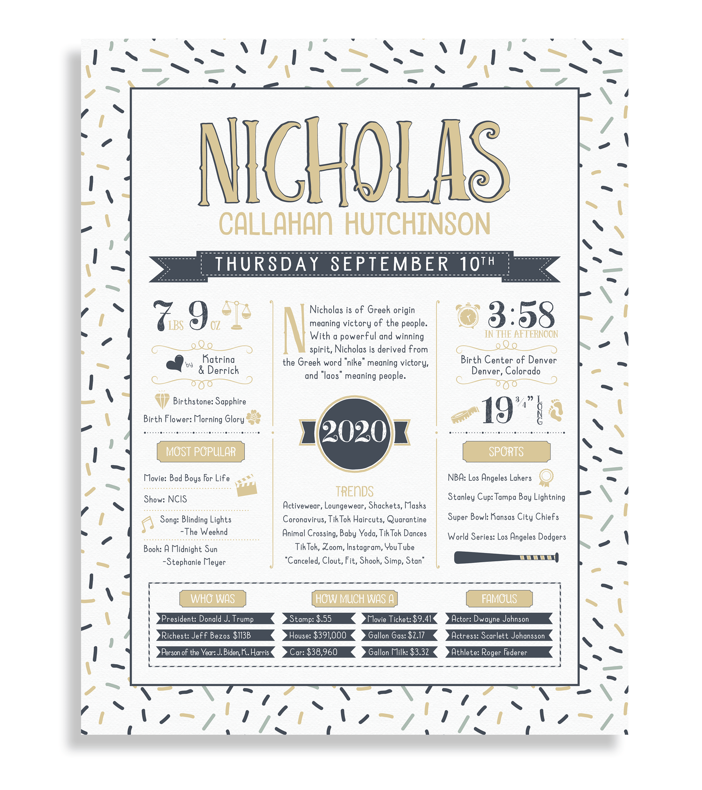 No Frame / Sandy Beige & Navy Print