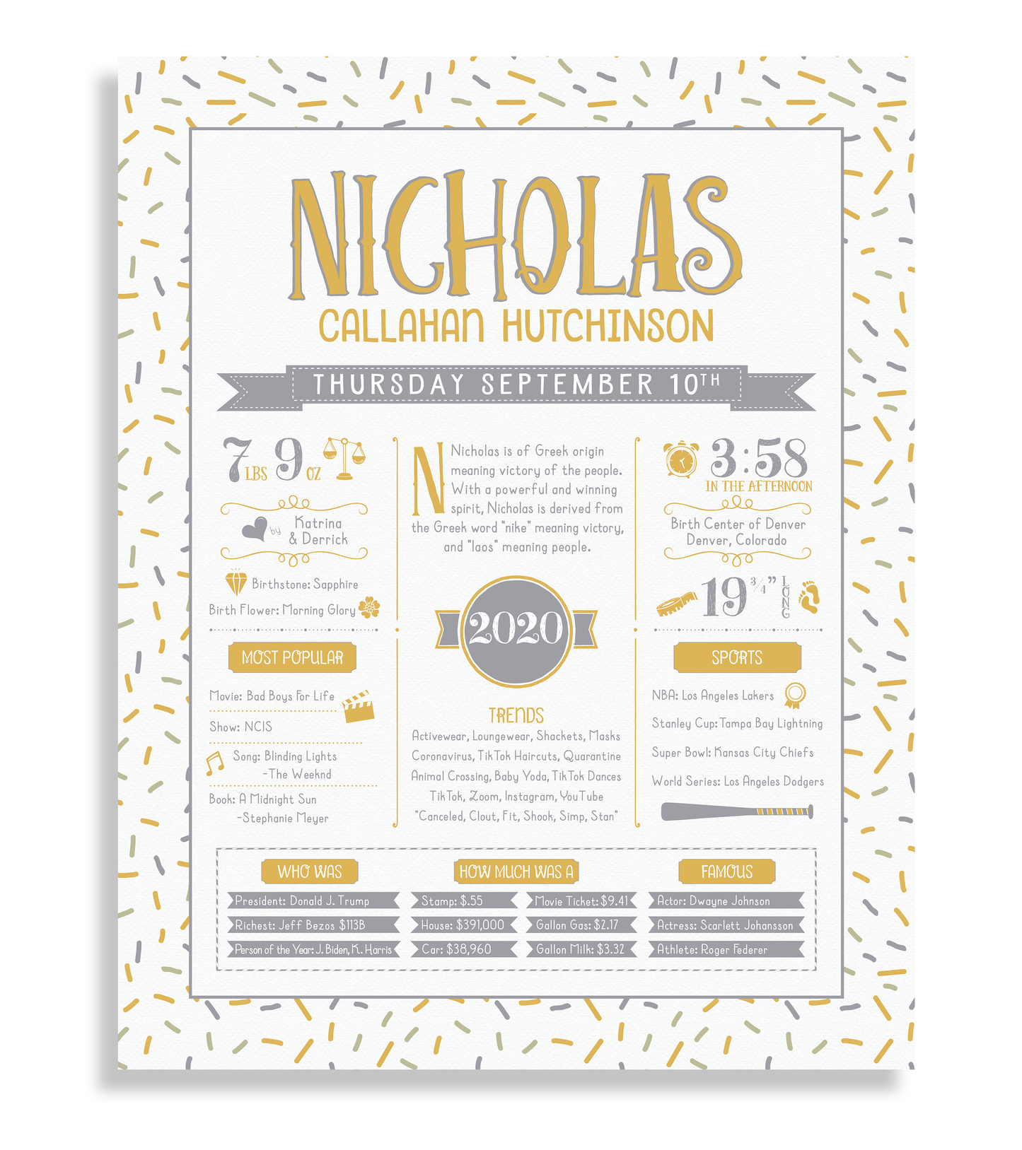 No Frame / Gold & Gray Print