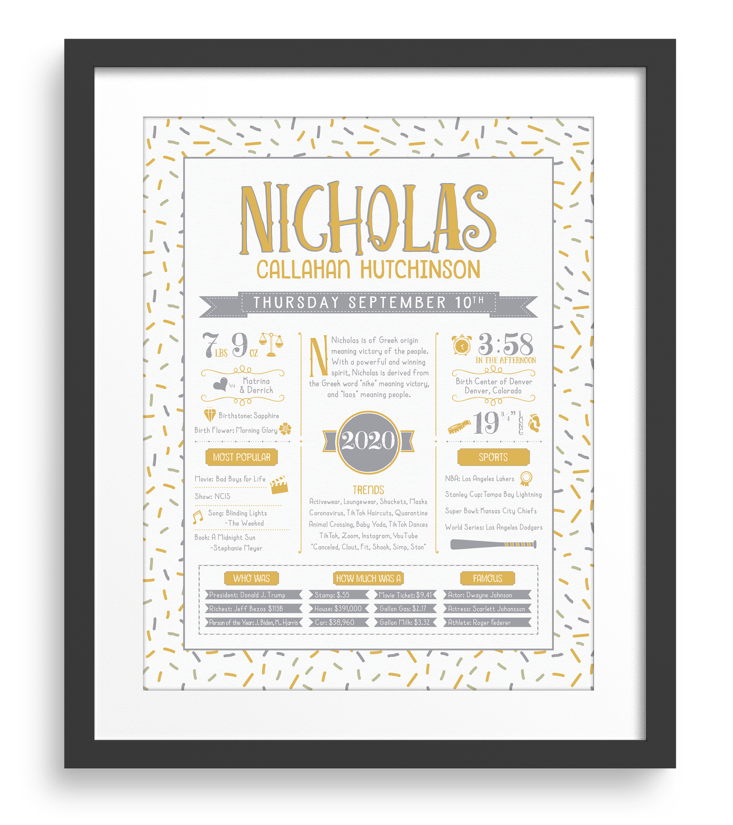 Black Frame / Gold & Gray Print
