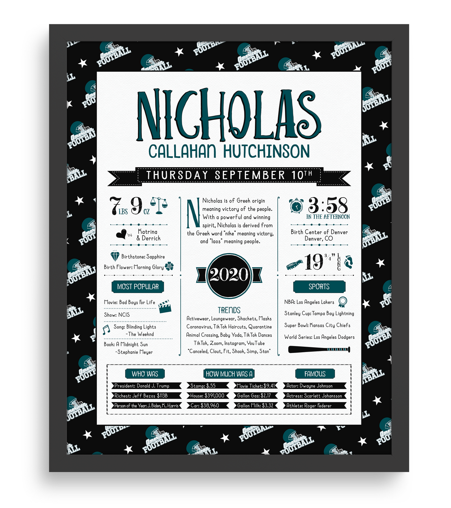 Black Frame / Philadelphia Eagles Print