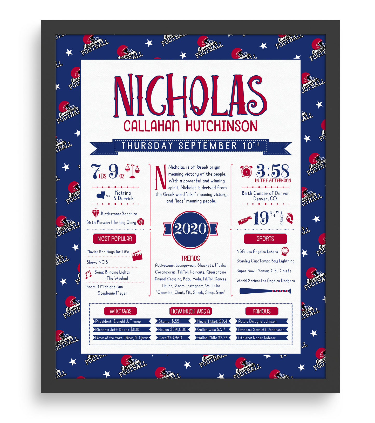 Black Frame / New York Giants Print