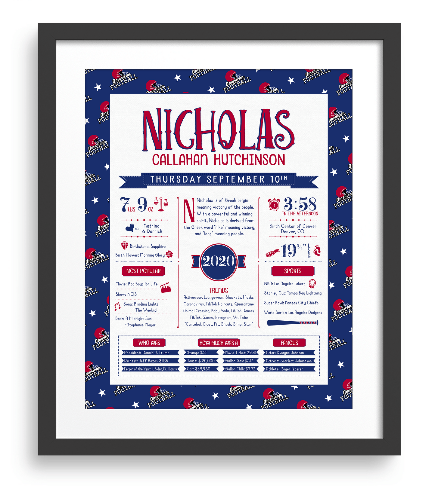 Black Frame / New York Giants Print