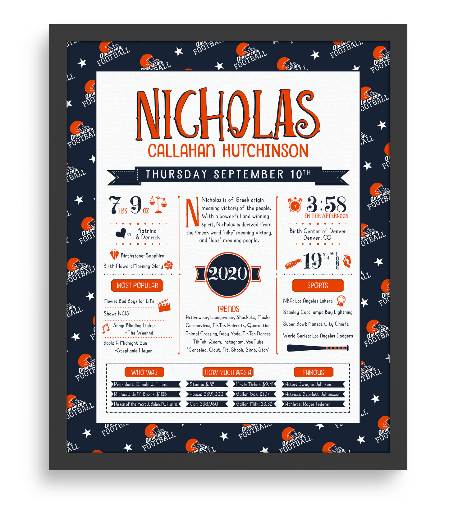 Black Frame / Chicago Bears Print