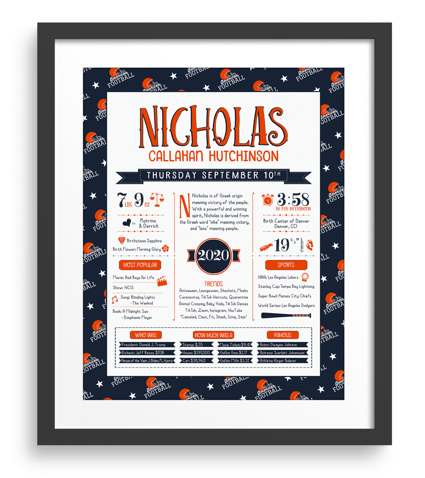 Black Frame / Chicago Bears Print