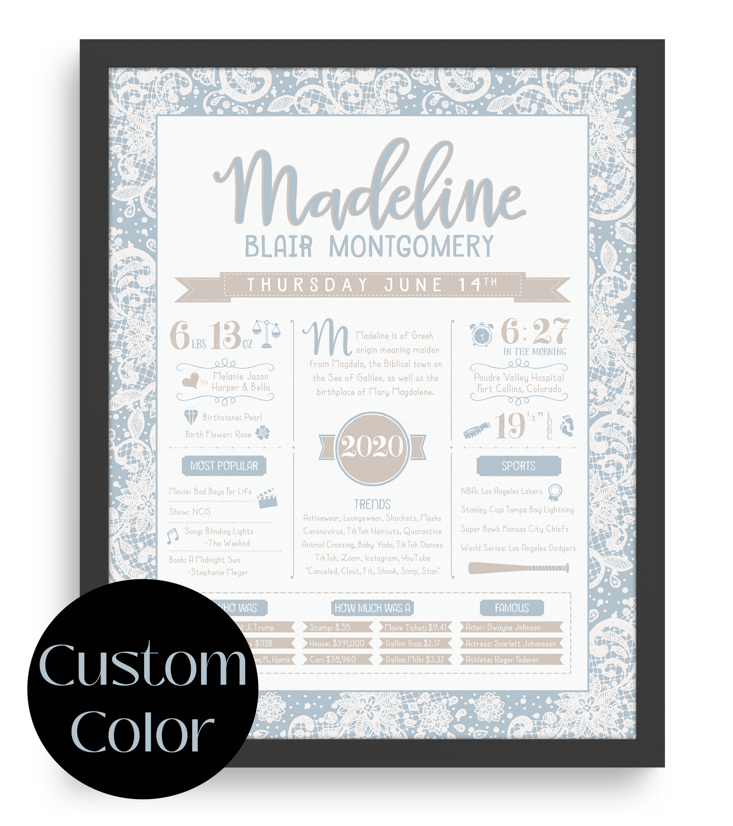 Black Frame / Custom Color Print