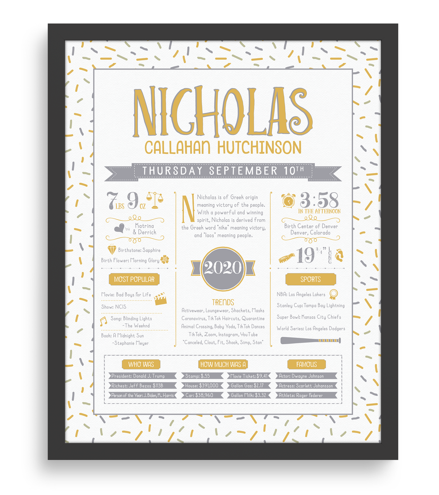 Black Frame / Gold & Gray Print