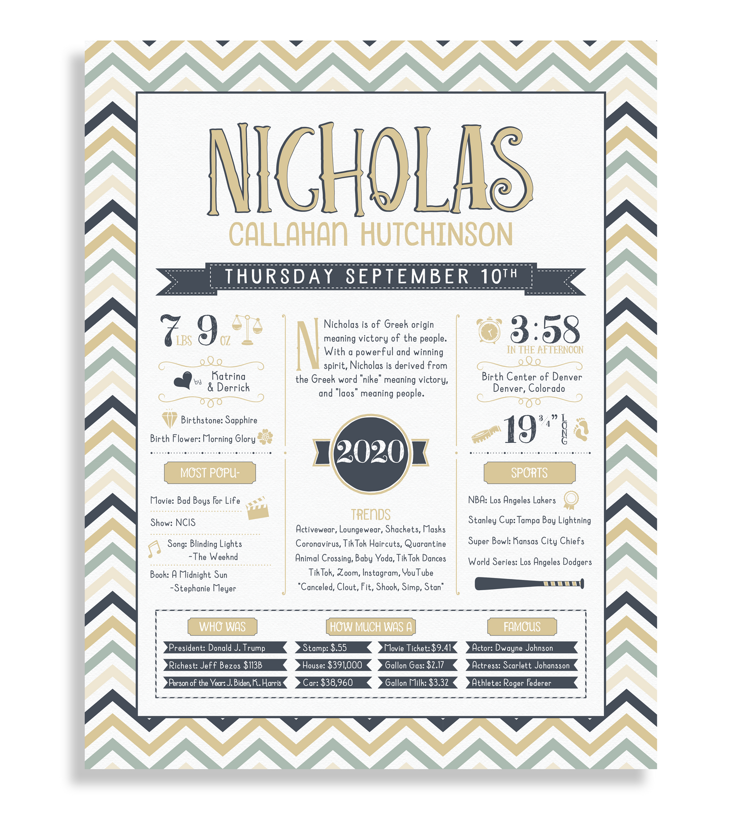No Frame / Sandy Beige & Navy Print