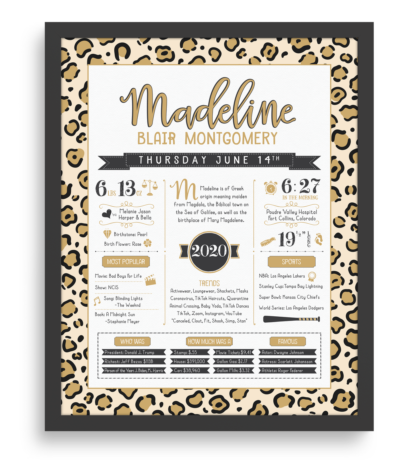 Black Frame / Tan Print