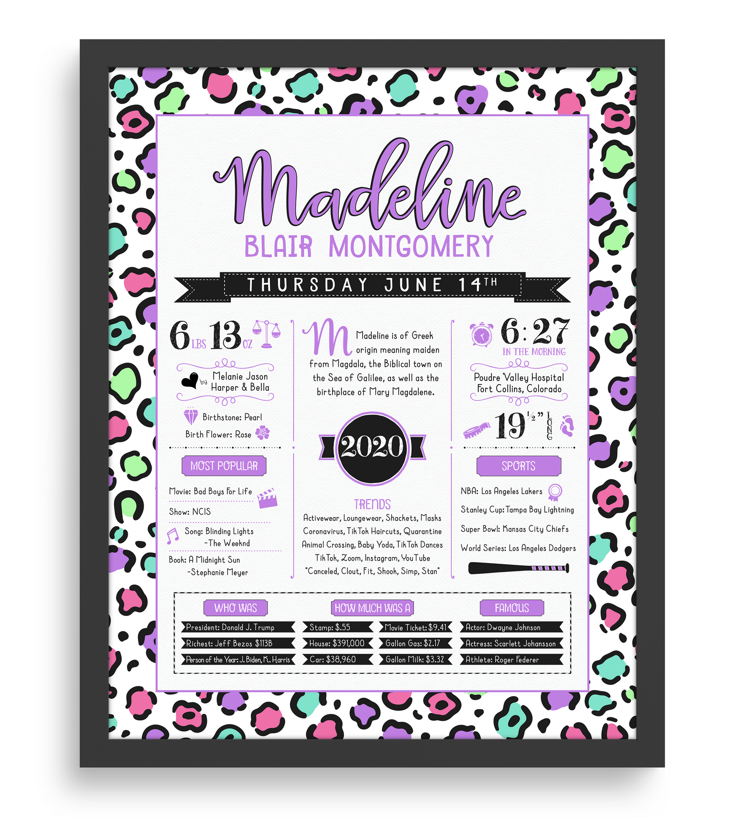 Black Frame / Bright Multi Color Print