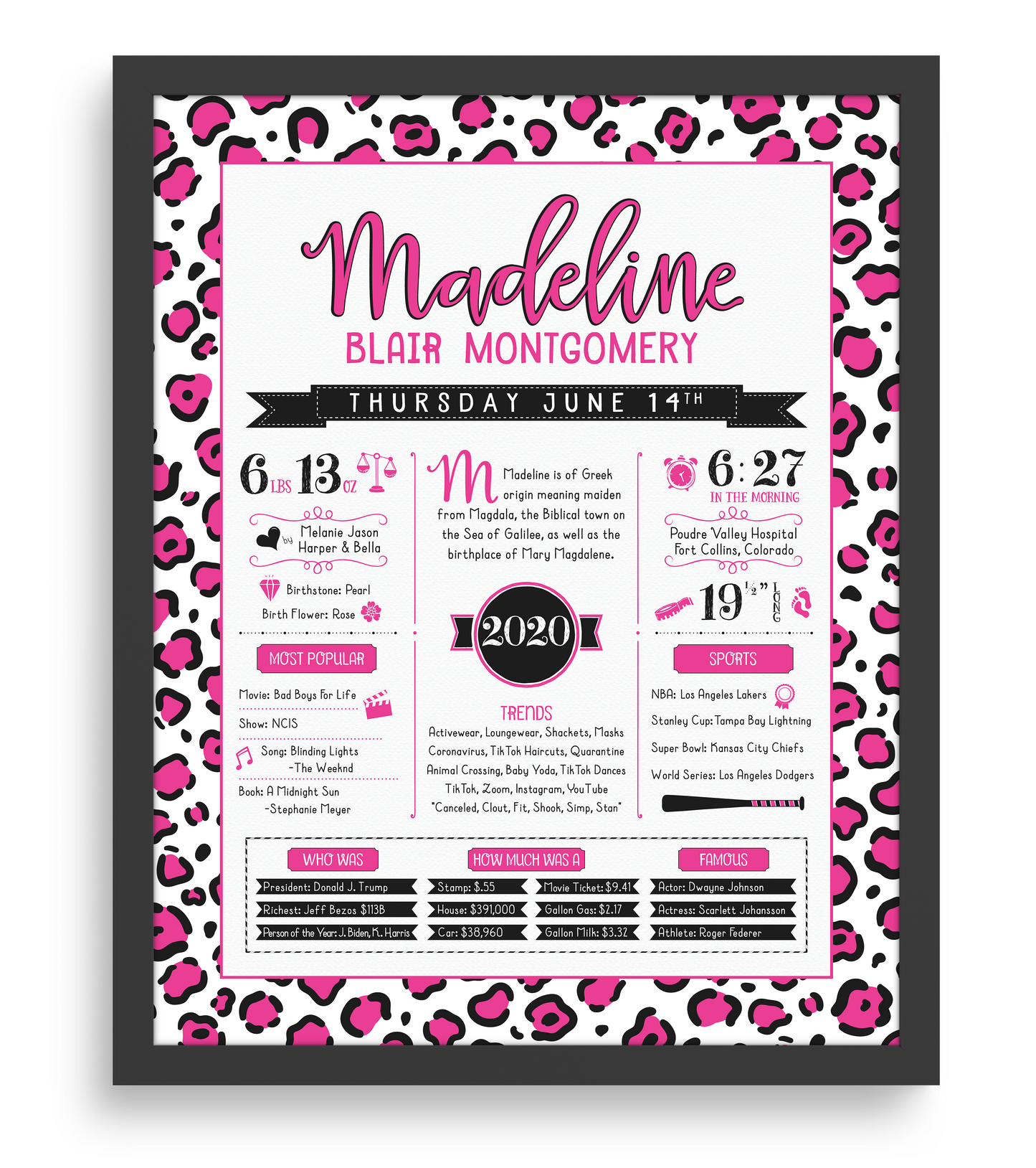 Black Frame / Hot Pink Print