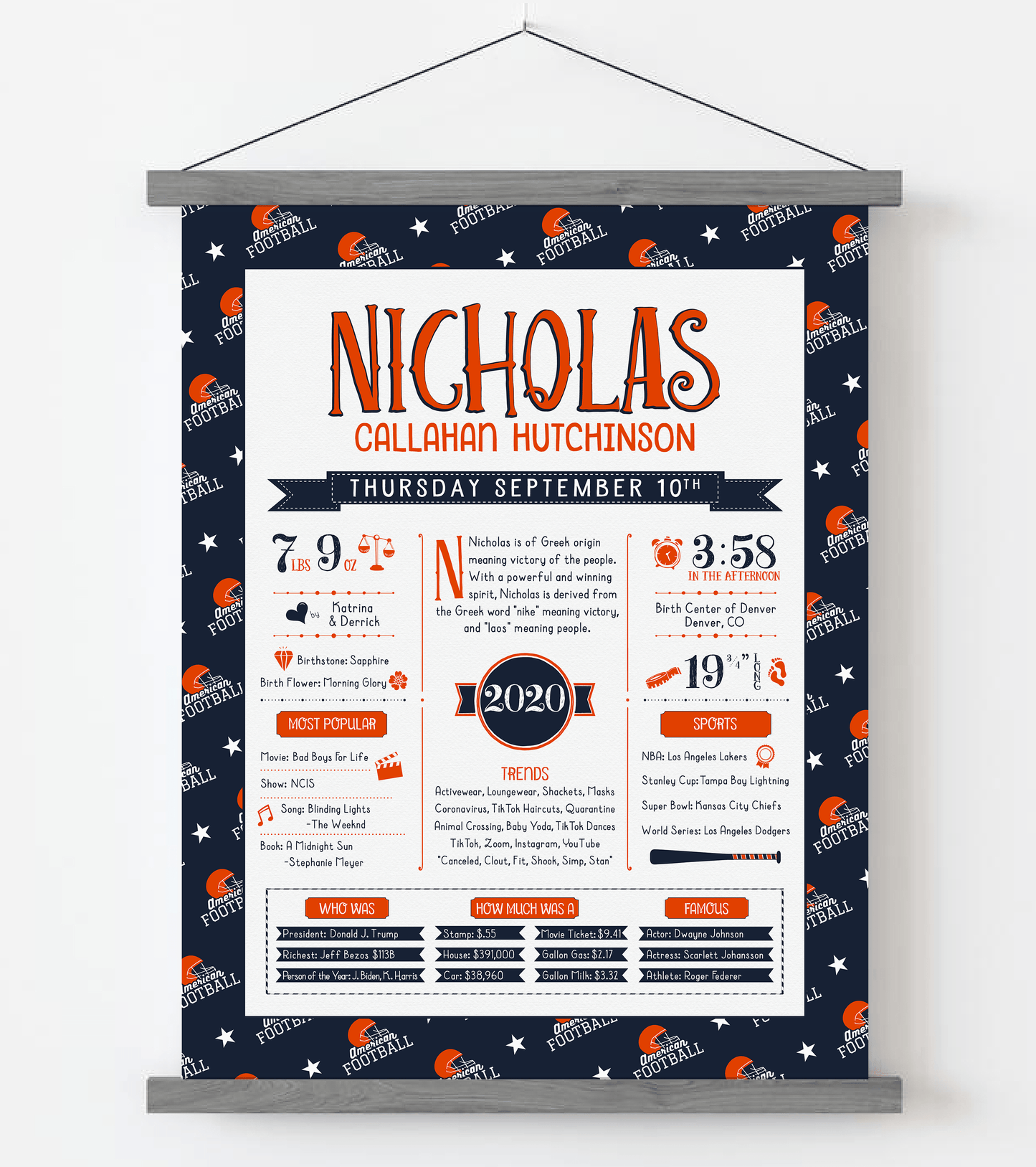 Gray Magnetic Frame / Chicago Bears Print