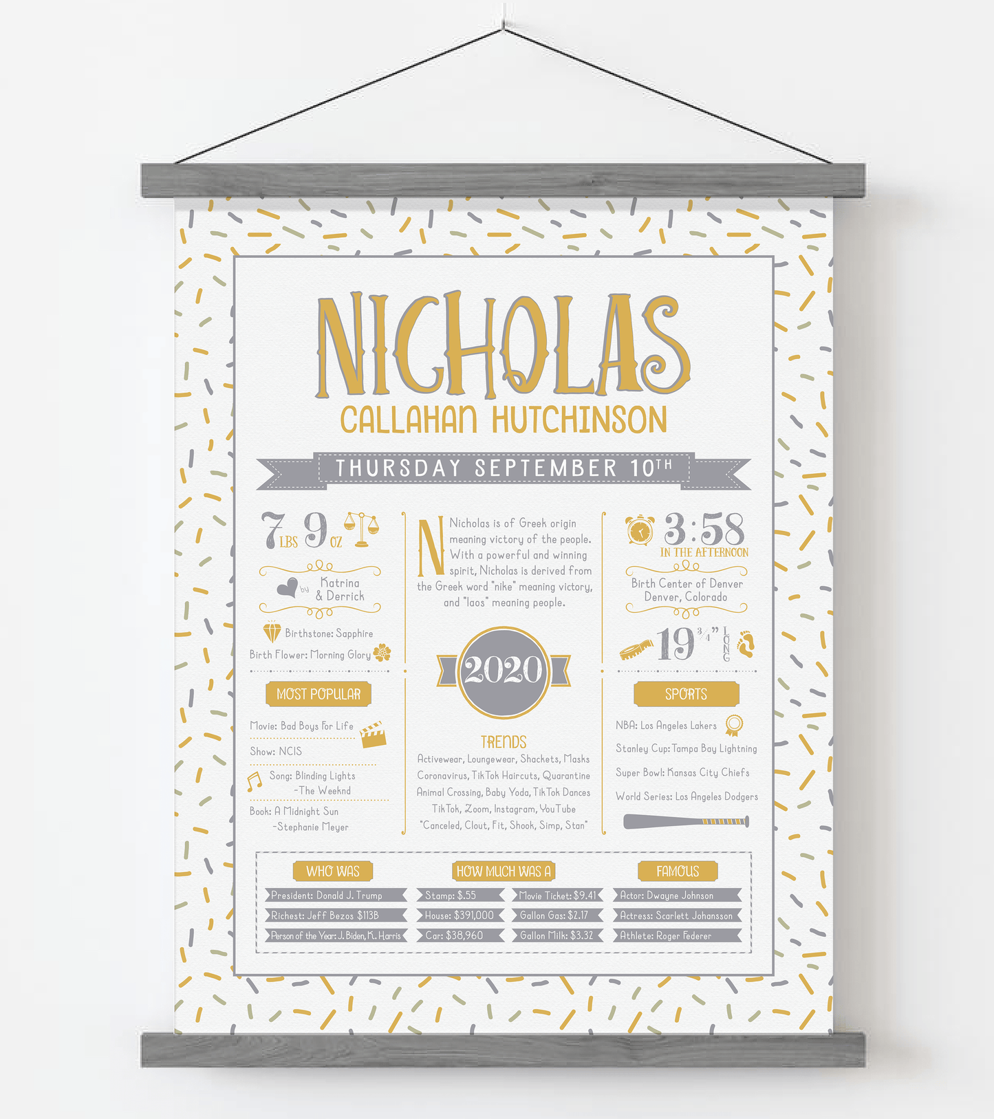 Gray Magnetic Frame / Gold & Gray Print