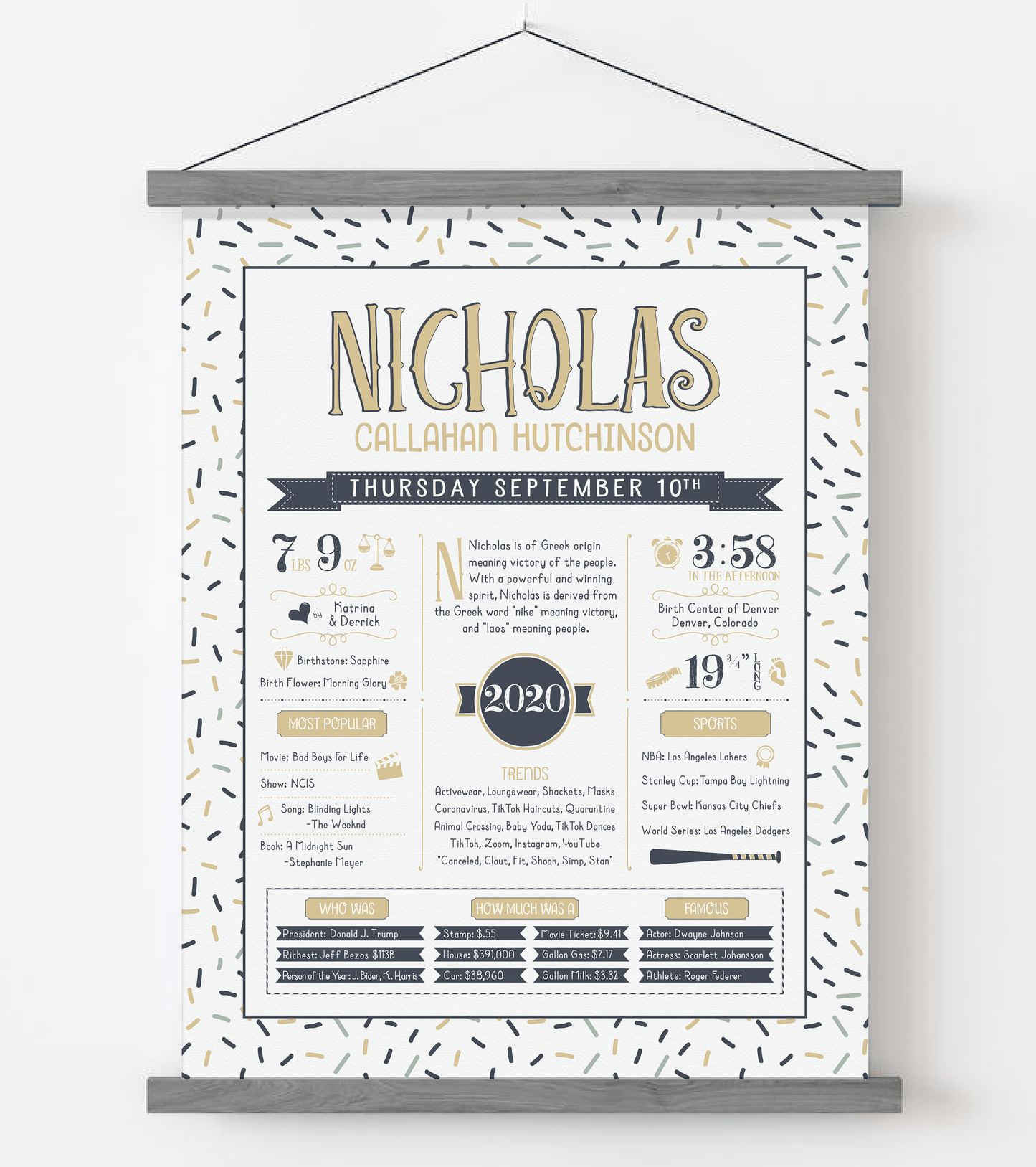 Gray Magnetic Frame / Sandy Beige & Navy Print