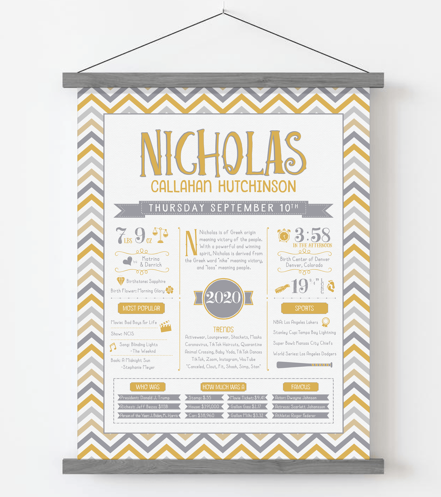 Gray Magnetic Frame / Gold & Gray Print