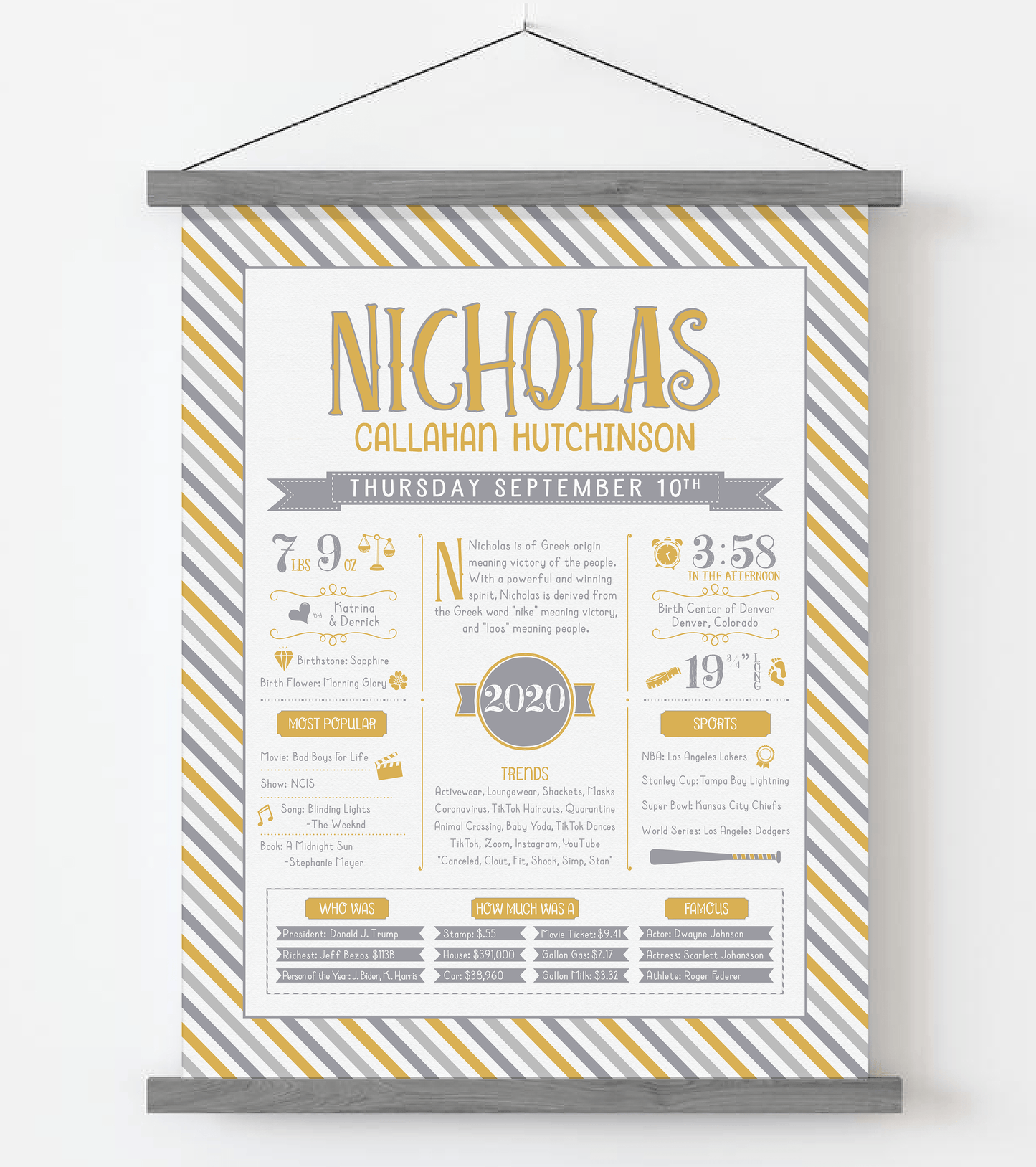 Gray Magnetic Frame / Gold & Gray Print