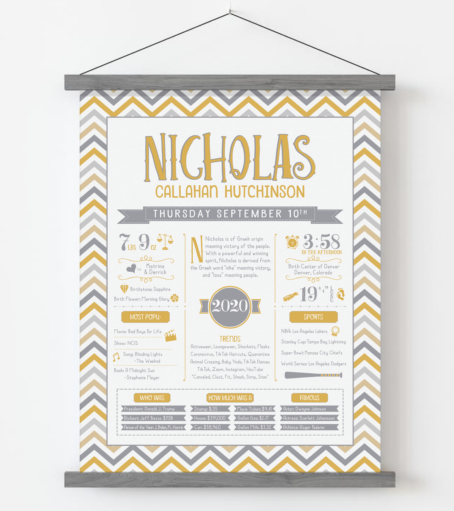 Gray Magnetic Frame / Gold & Gray Print