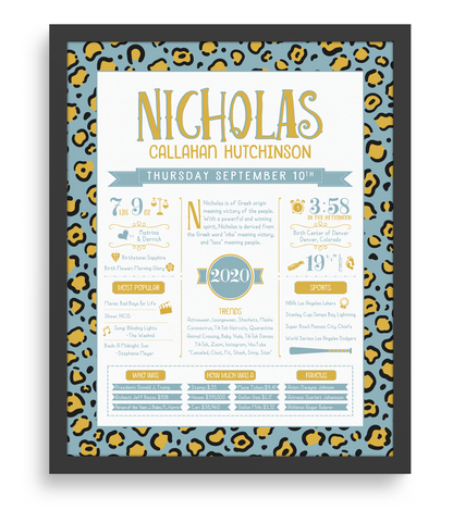 Black Frame / Boho Blue Print