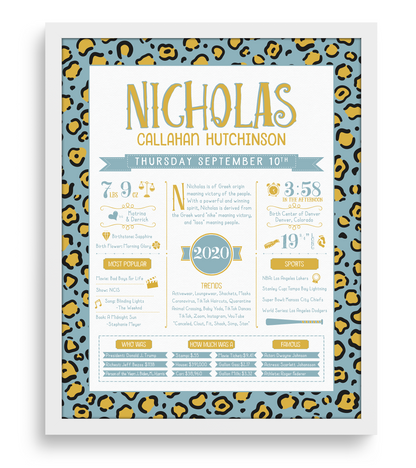 White Frame / Boho Blue Print