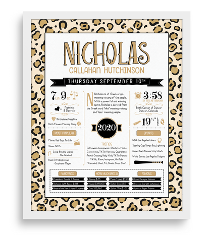 White Frame / Tan Print
