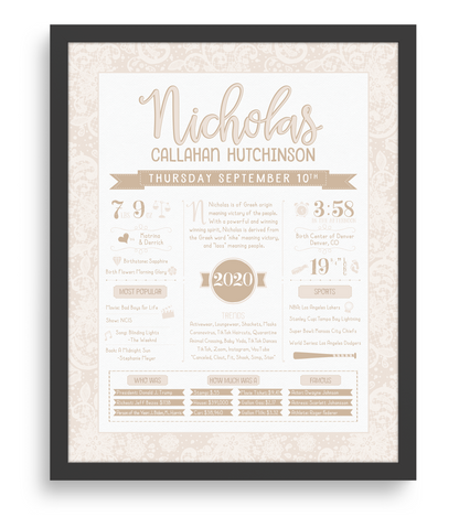 Black Frame / Beige Print