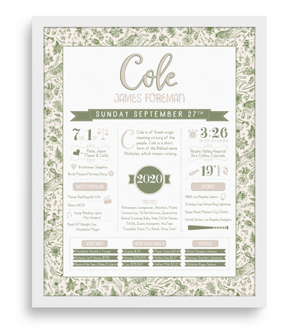 White Frame / Green Print