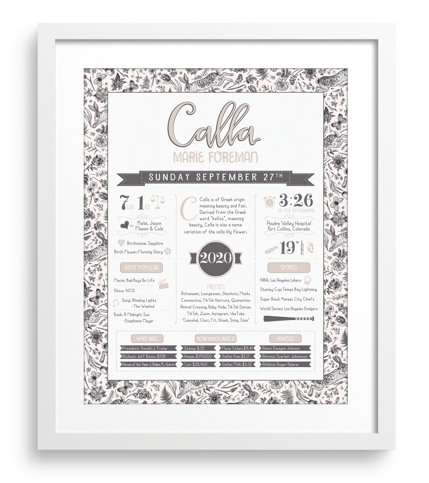 White Frame / Charcoal Print