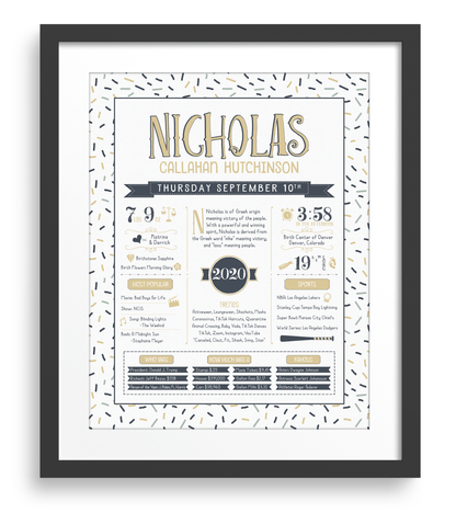 Black Frame / Sandy Beige & Navy Print
