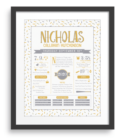 Black Frame / Gold & Gray Print