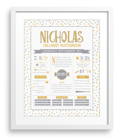 White Frame / Gold & Gray Print