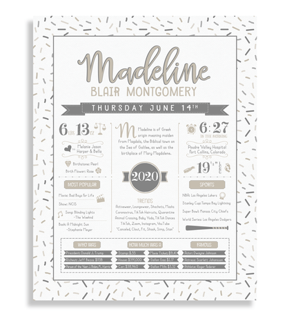 No Frame / Gray & Beige Print