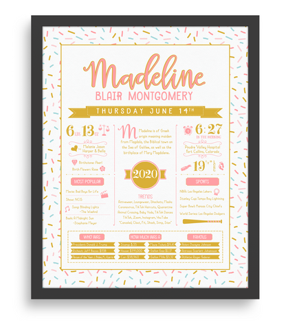 Black Frame / Pink & Gold Print