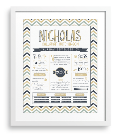 White Frame / Sandy Beige & Navy Print