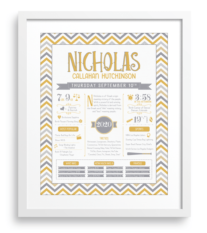 White Frame / Gold & Gray Print