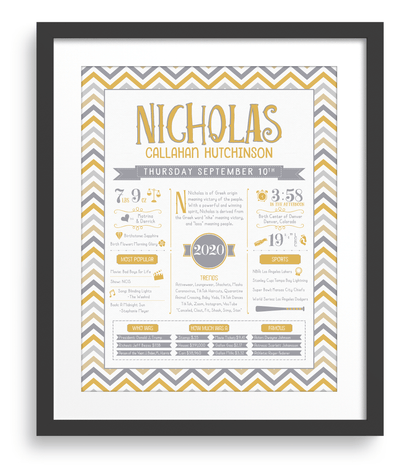 Black Frame / Gold & Gray Print