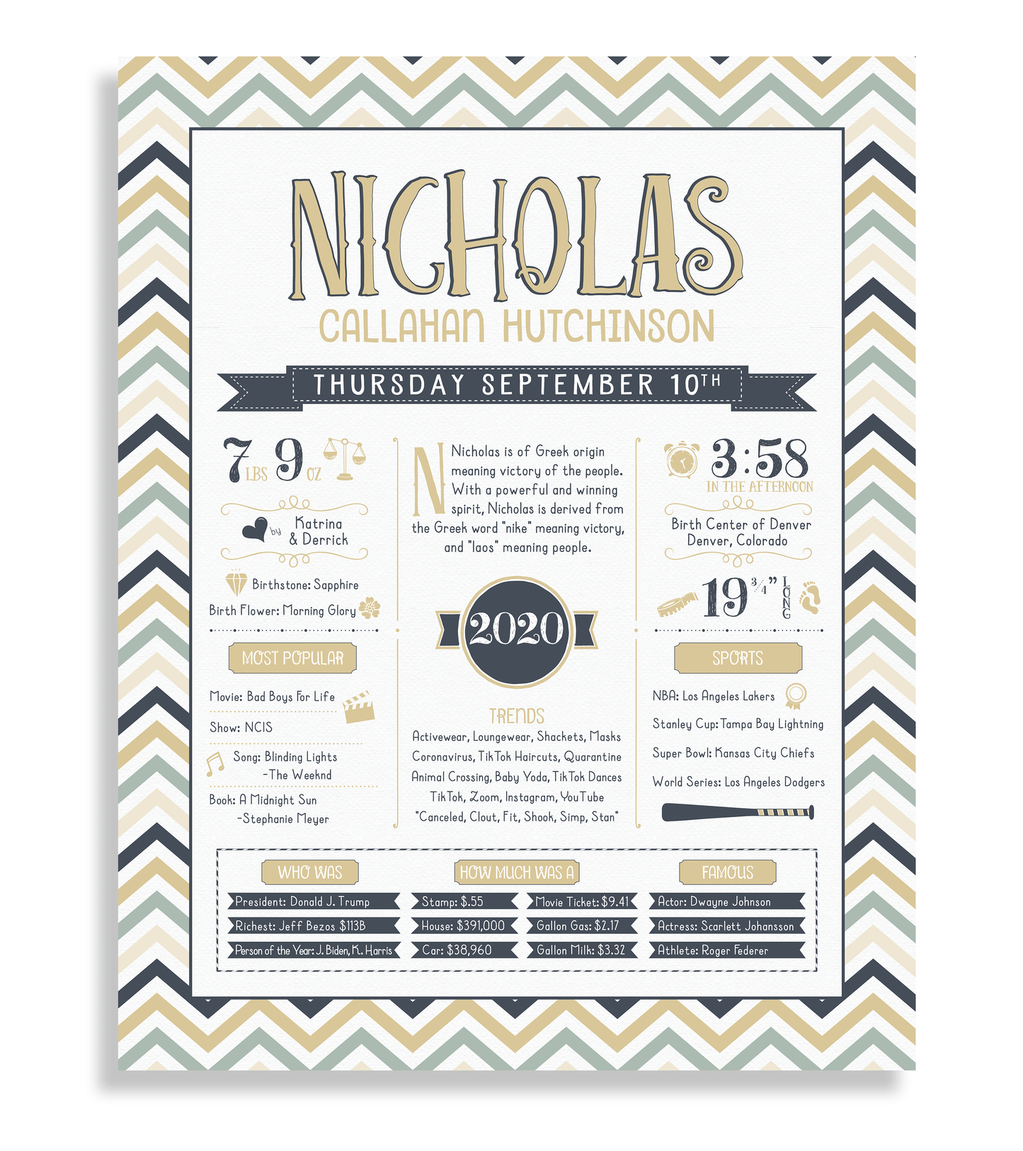 No Frame / Sandy Beige & Navy Print