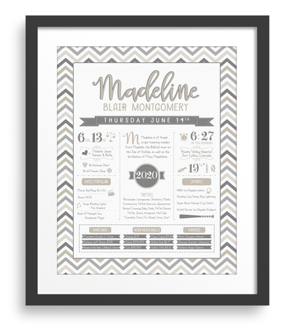 Black Frame / Gray & Beige Print