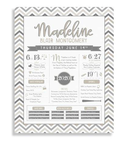 No Frame / Gray & Beige Print