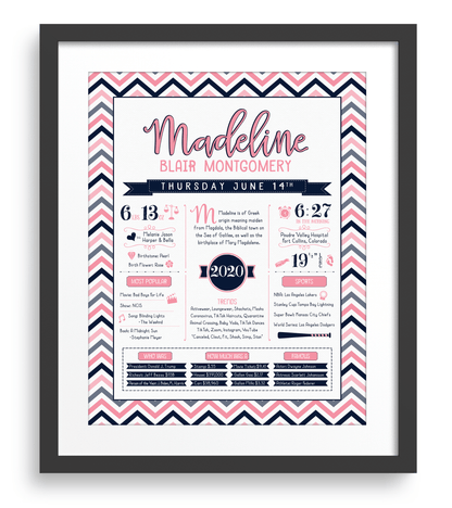 Black Frame / Pink & Navy Print