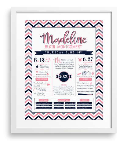 White Frame / Pink & Navy Print