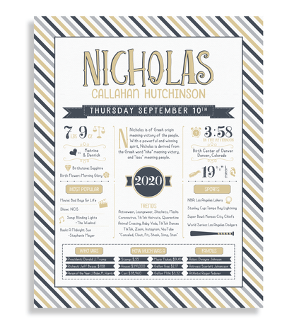 No Frame / Sandy Beige & Navy Print