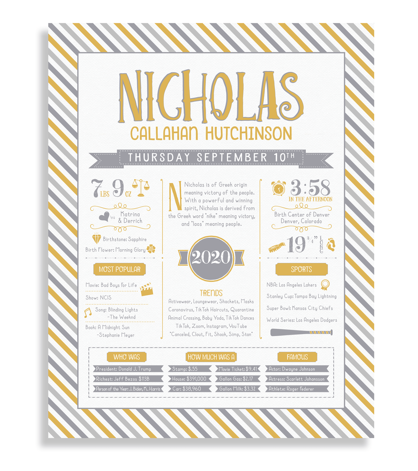 No Frame / Gold & Gray Print