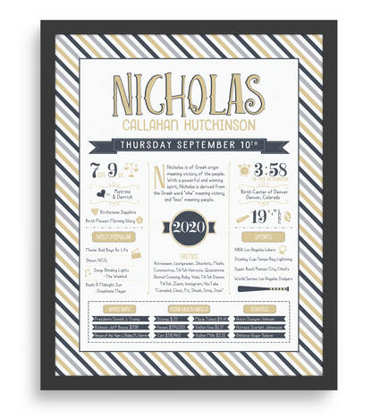 Black Frame / Sandy Beige & Navy Print