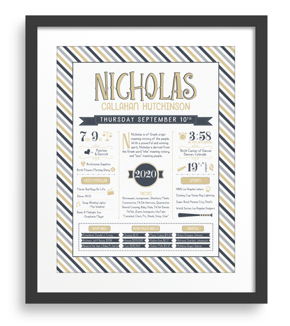 Black Frame / Sandy Beige & Navy Print