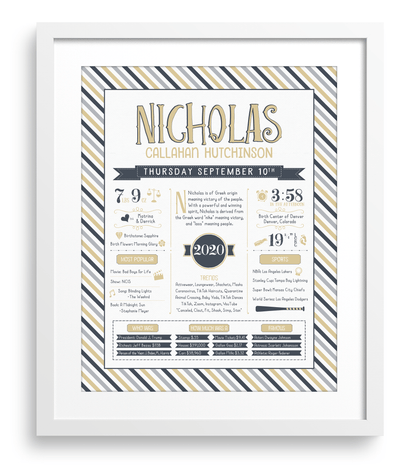 White Frame / Sandy Beige & Navy Print
