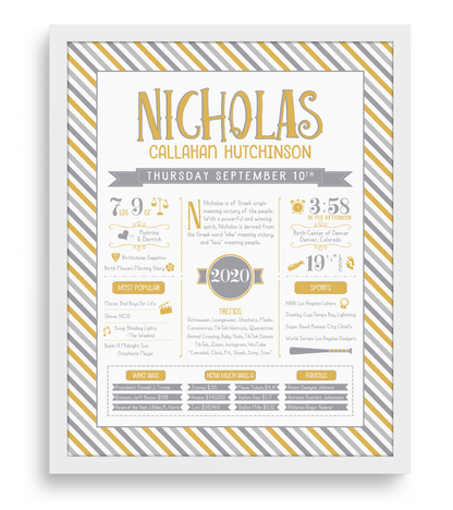 White Frame / Gold & Gray Print