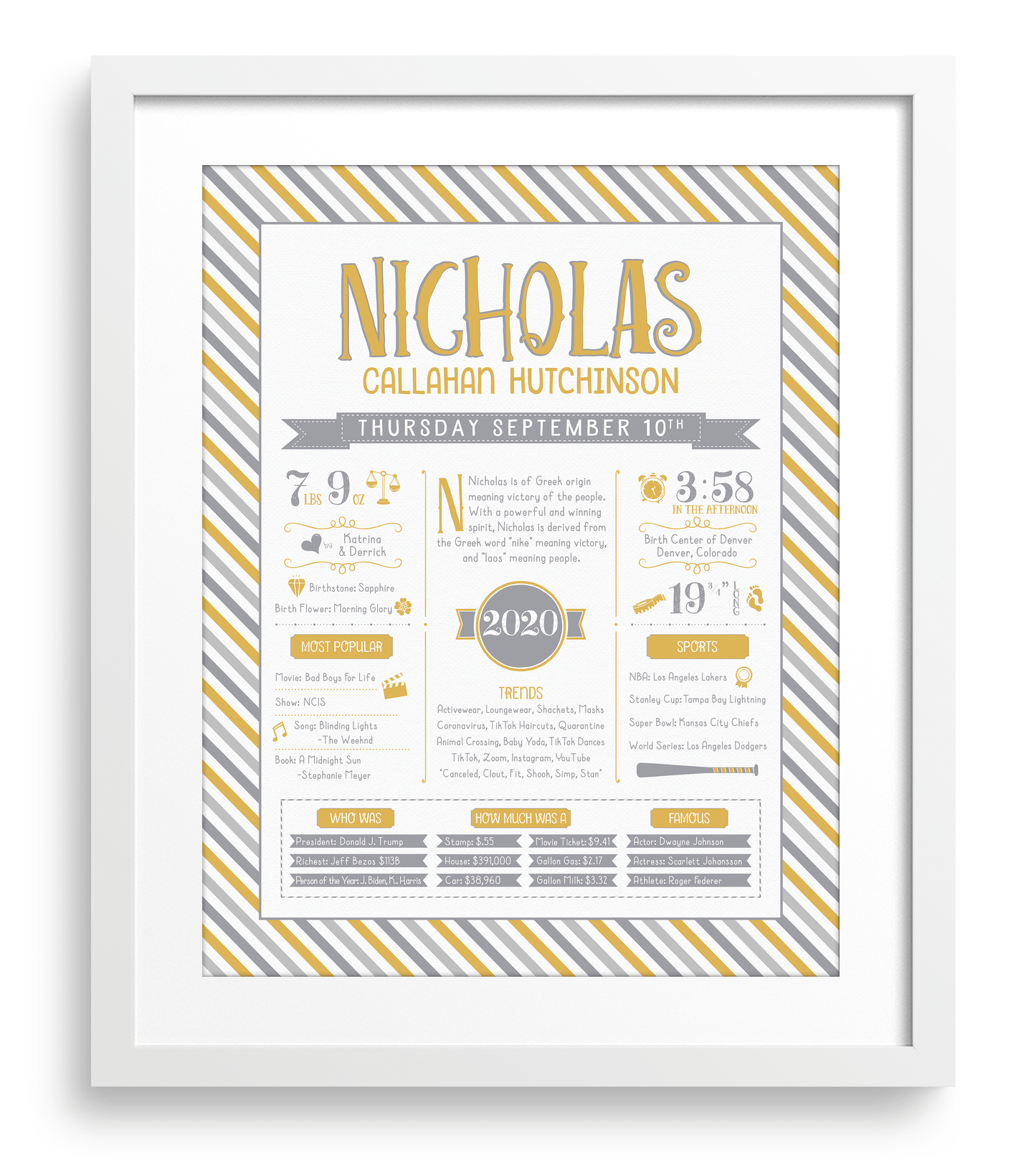 White Frame / Gold & Gray Print