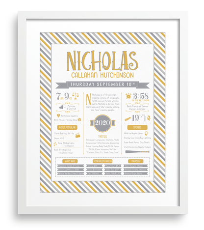 White Frame / Gold & Gray Print